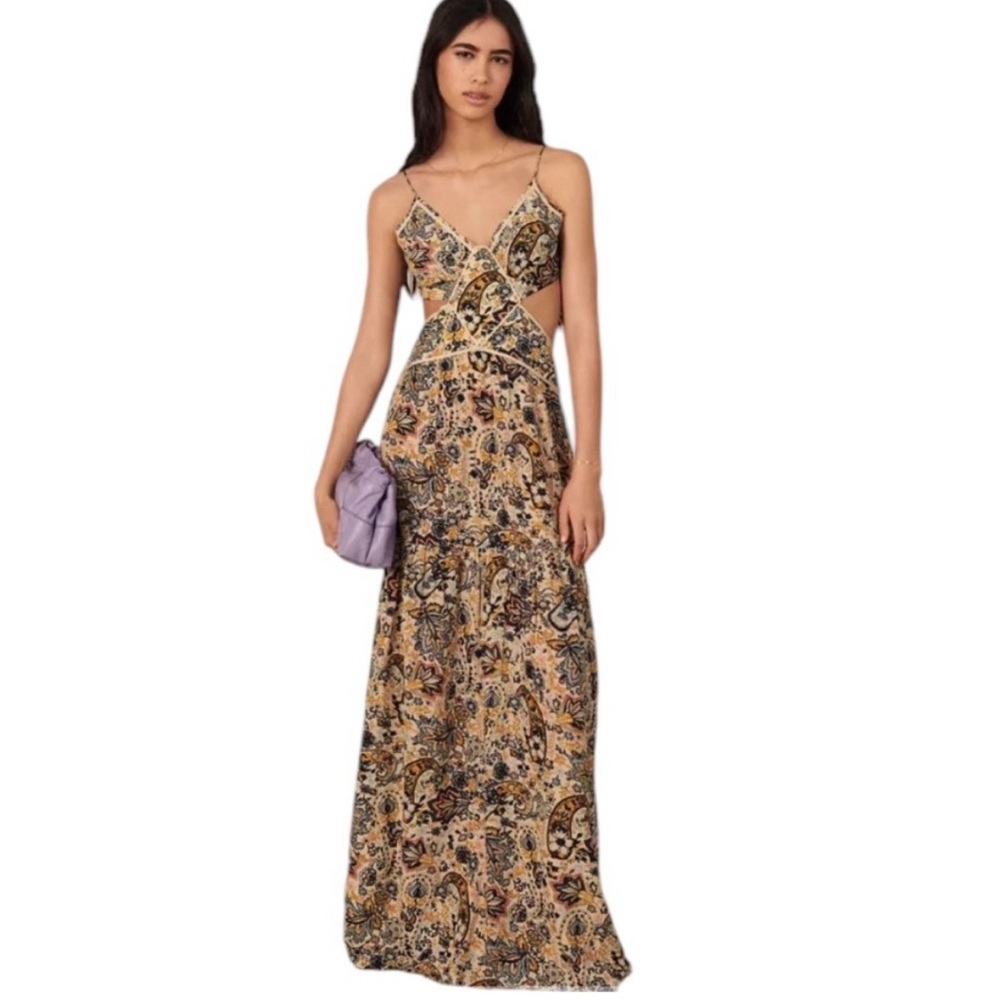 BA&SH Baloma Paisley Print Cutout Dress